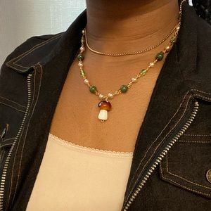 cute fairycore handmade mushroom necklace 🧚🏾